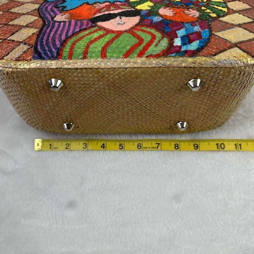 Homemade Custom Painted Top Handle Rattan Bag Jester Trick Or Treat Halloween - Picture 7 of 10